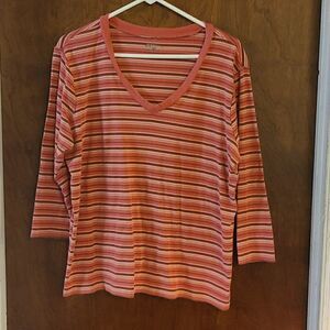 XL St John's Long Sleeve Multi colored stripe Top